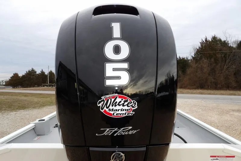 Slide: The Image of 2026 Crestliner 1870 Retriever FCC with 105 JetPower engine, White's Marine Center logo. - 33