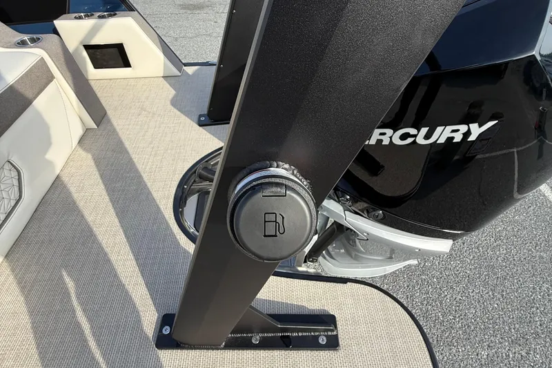 Slide: The Image of Alera M23L 2026 boat interior with Mercury engine and fuel cap. - 17