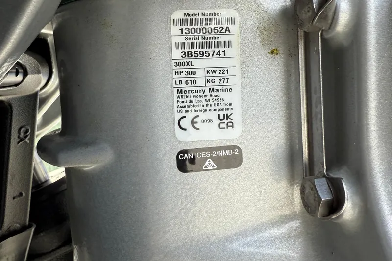 Slide: The Image of Label on Mercury Marine engine, model 300XL, 300 HP, 2026 Alera M23L. - 21