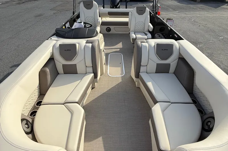 Slide: The Image of Luxurious Alera M23L 2026 boat interior with plush seating and modern design. - 9