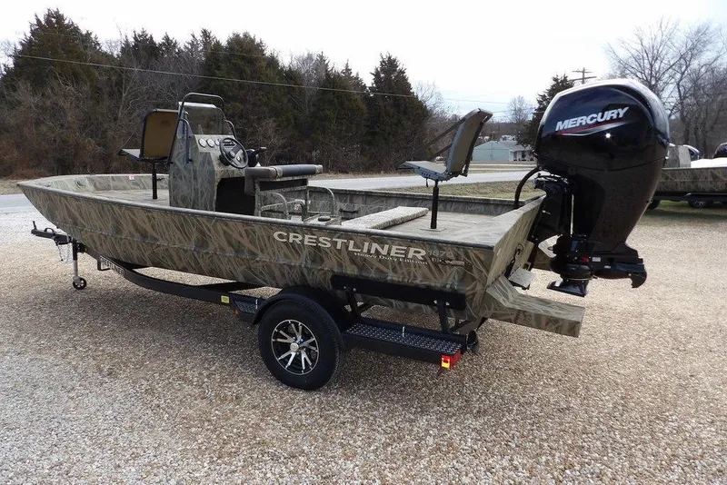 Slide: The Image of 2026 Crestliner 1870 Retriever FCC boat with Mercury engine on trailer. - 4