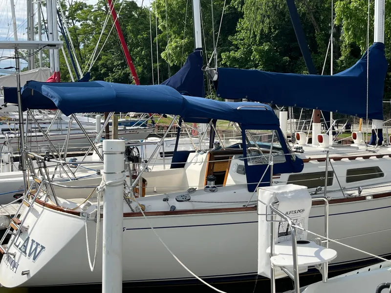 Slide: The Image of 1988 Sabre 34 MK II sailboat docked at marina. - 3