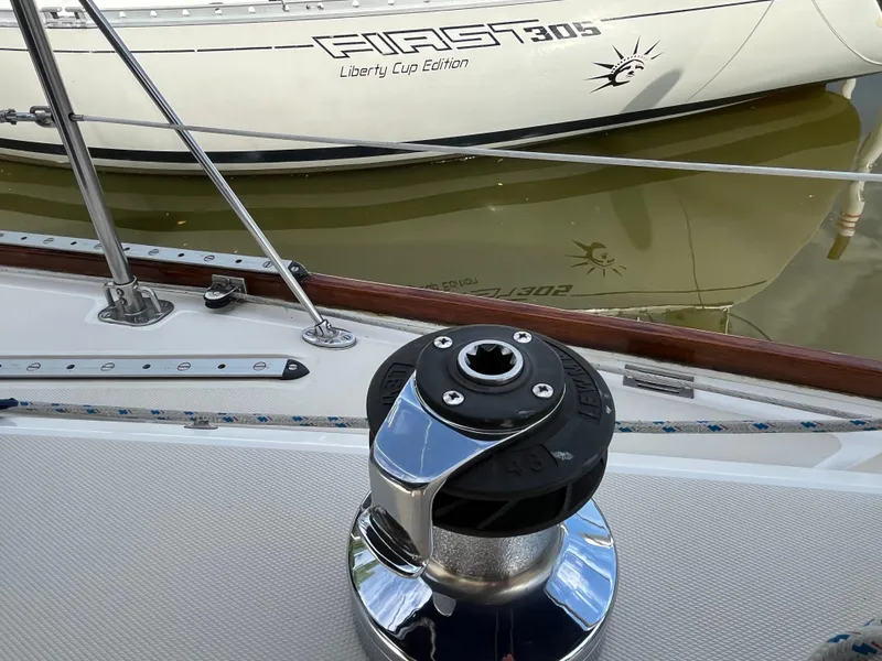 Slide: The Image of Close-up of a winch on a 1988 Sabre 34 MK II sailboat. - 38