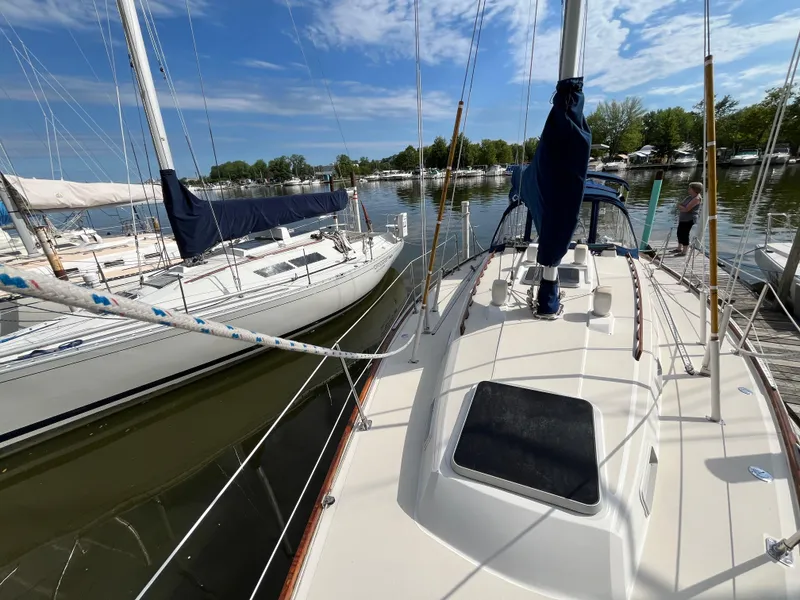 Slide: The Image of 1988 Sabre 34 MK II sailboat docked at marina. - 45