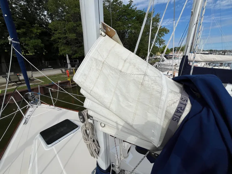 Slide: The Image of 1988 Sabre 34 MK II sailboat with folded sails. - 46