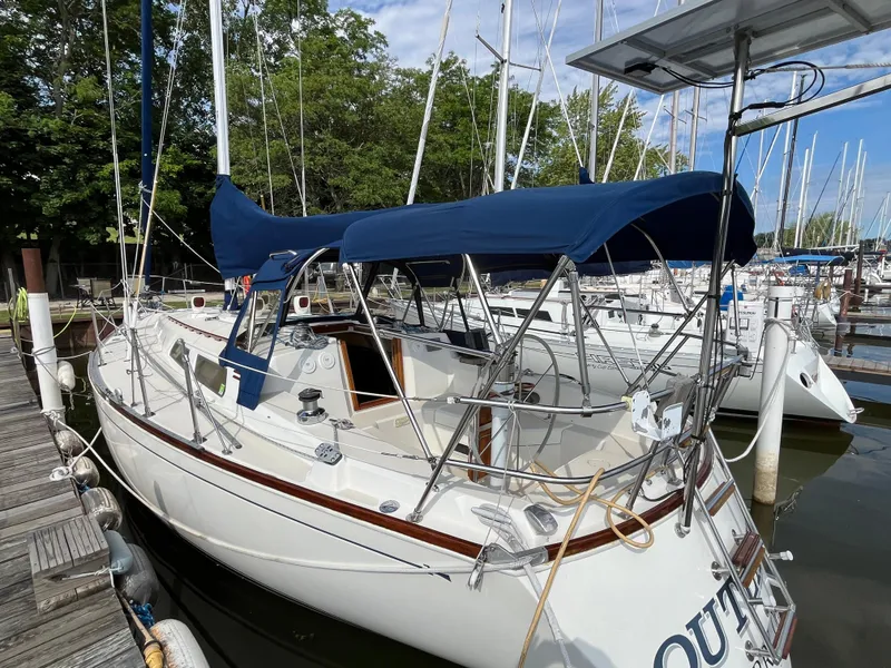 Slide: The Image of 1988 Sabre 34 MK II sailboat docked at marina. - 5
