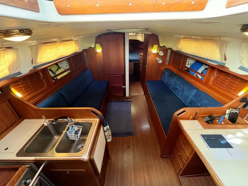Slide: The Image of Interior of a 1988 Sabre 34 MK II yacht with wooden finish. - 7