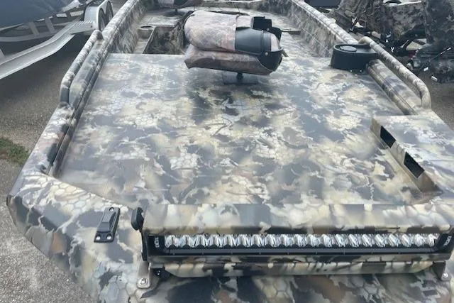 Slide: The Image of 2026 Excel 1751 Viper F4 boat with camouflage design and LED light bar. - 6