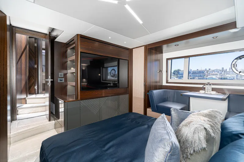 Slide: The Image of Luxurious interior of 2021 Sunseeker Manhattan 55 yacht with modern furnishings. - 20