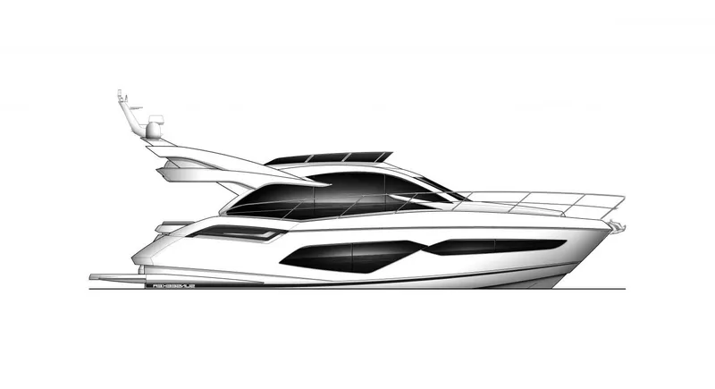 Slide: The Image of 2021 Sunseeker Manhattan 55 yacht side profile illustration. - 38