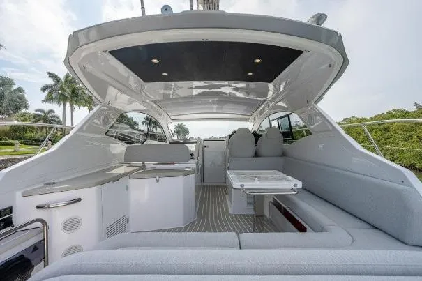 Slide: The Image of 2022 Azimut Atlantis 45 yacht interior with sleek seating and modern design. - 15
