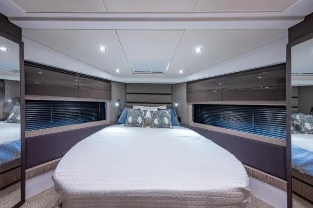 Slide: The Image of Luxurious bedroom interior of 2022 Azimut Atlantis 45 yacht with modern design. - 35
