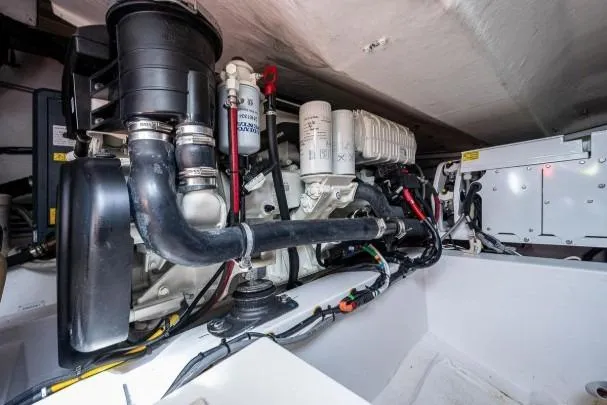 Slide: The Image of Engine room of 2022 Azimut Atlantis 45 yacht, showcasing mechanical components and systems. - 40