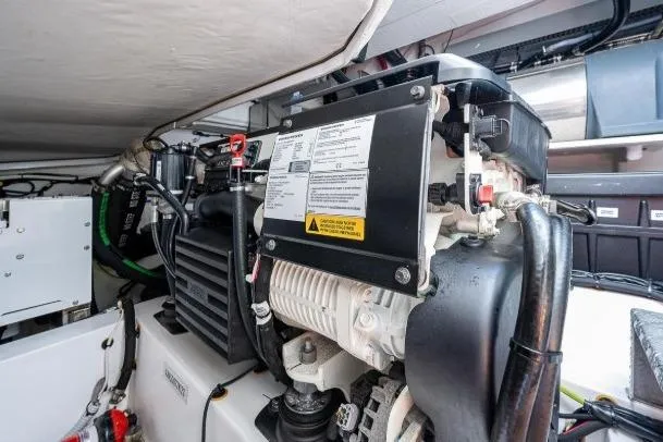 Slide: The Image of Engine room of 2022 Azimut Atlantis 45 yacht, showcasing mechanical components and systems. - 41