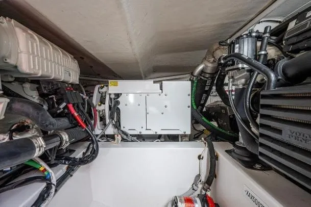 Slide: The Image of Engine room of 2022 Azimut Atlantis 45 yacht, showcasing mechanical components and systems. - 43