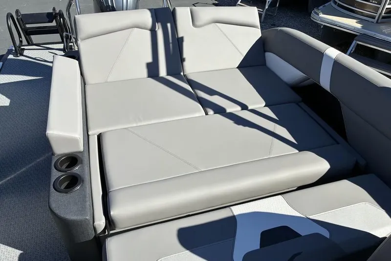 Slide: The Image of Luxurious seating on 2026 Evotti 521CS boat with cup holders and modern design. - 12