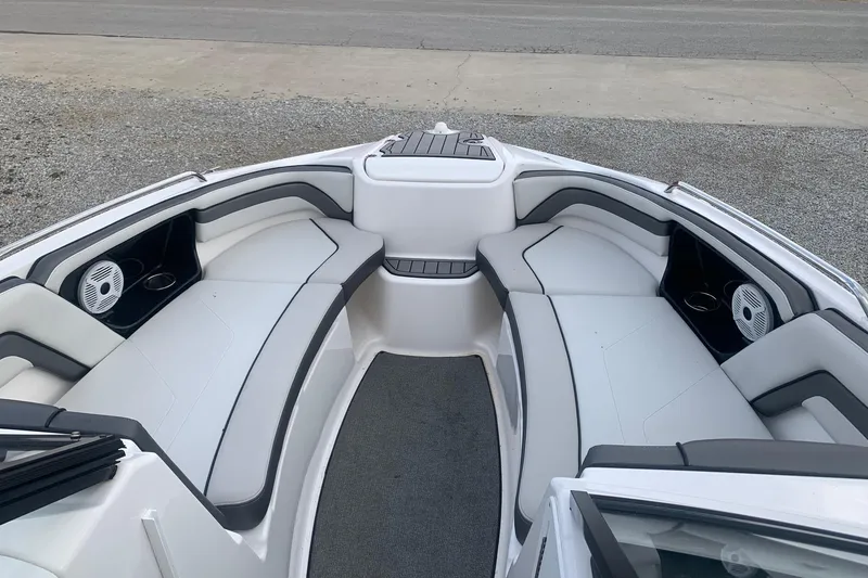 Slide: The Image of 2019 Yamaha AR240 boat interior with spacious seating and modern design. - 10