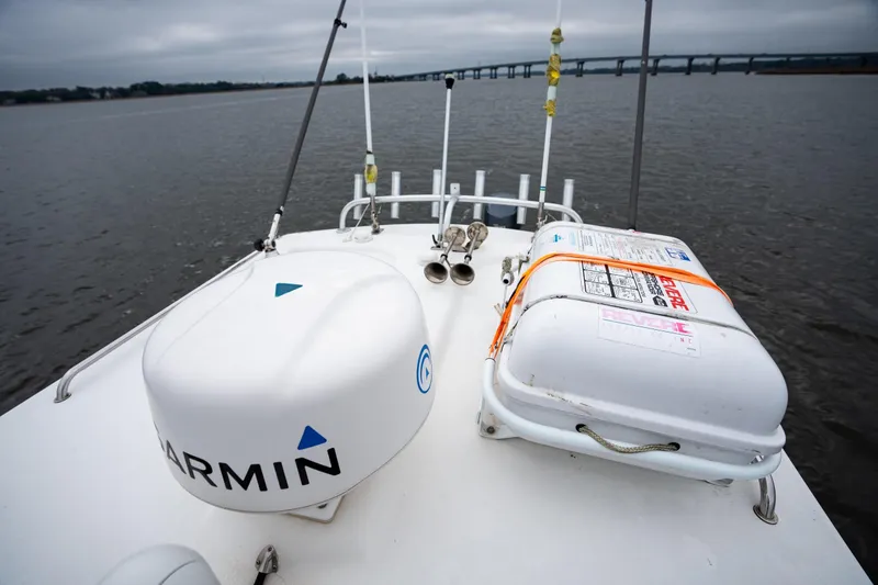 Slide: The Image of Bow view of 2021 Parker 2520 XLD Sport Cabin with Garmin equipment on deck. - 27