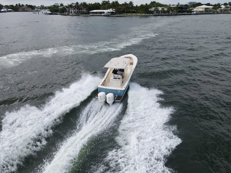 Slide: The Image of Scout 320 LXF 2017 on water, aerial view. - 3