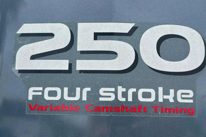 Slide: The Image of 2006 ShearWater 2400Z engine decal, 250 four-stroke with variable camshaft timing. - 31