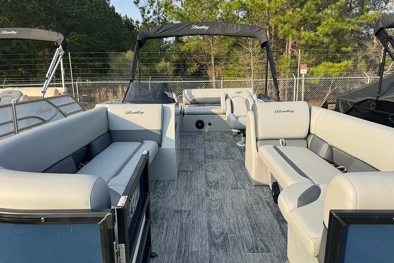 Slide: The Image of 2026 Bentley Pontoons Legacy 243 Swingback with spacious seating and modern design. - 4