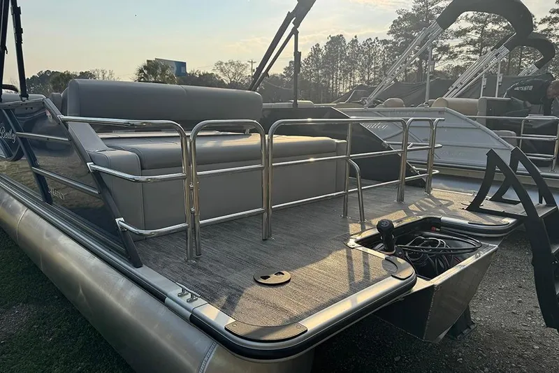 Slide: The Image of 2026 Bentley Pontoons Legacy 243 Swingback, sleek design with spacious seating and modern features. - 7