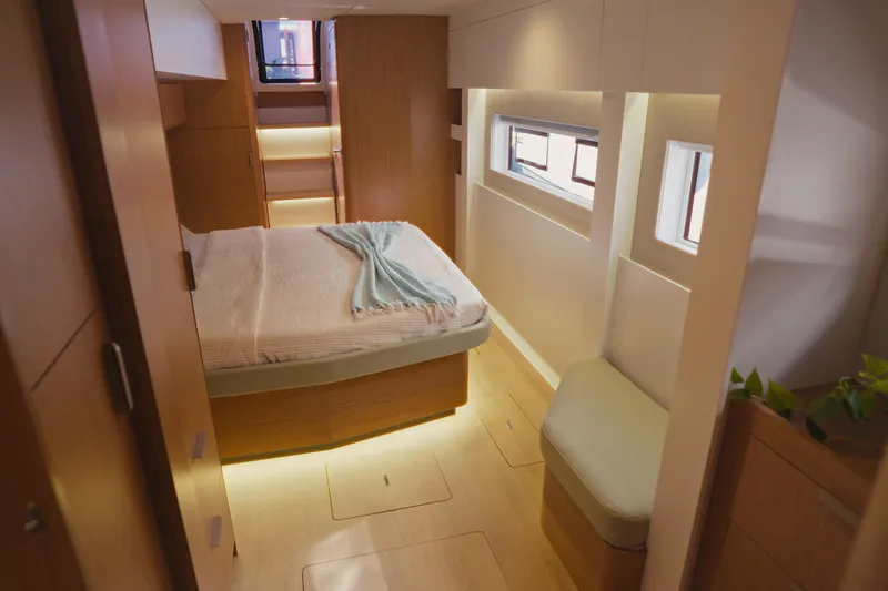 Slide: The Image of Luxurious cabin interior of 2026 Bali 5.2 yacht with modern design and ambient lighting. - 25