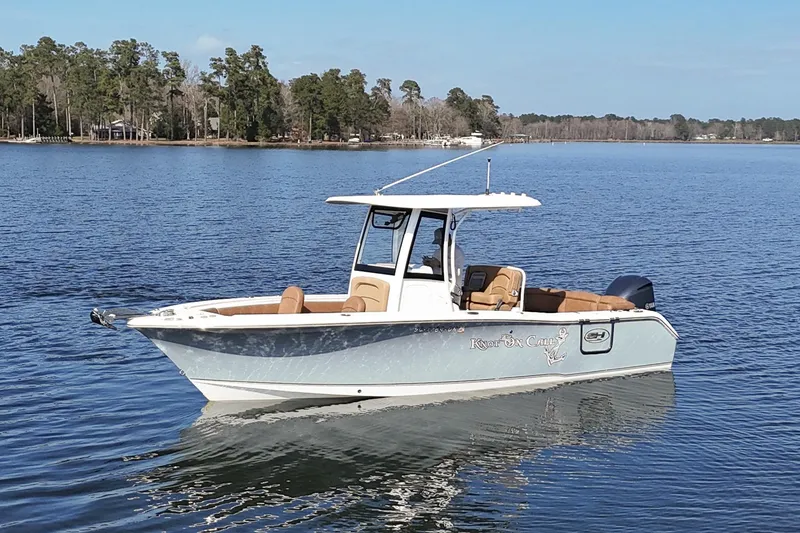 The Image of 2020 Sea Hunt Ultra 255 SE boat on calm lake with forested shoreline. - 0