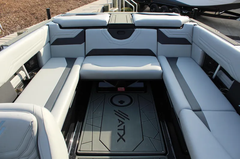 Slide: The Image of 2026 ATX Surf Boats 24 Type-S interior with sleek seating and modern design. - 3
