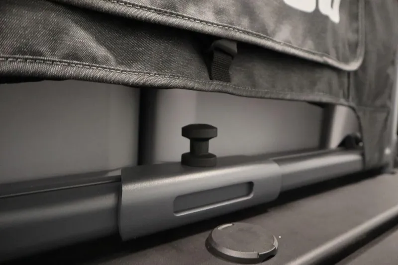 Slide: The Image of Close-up of 2024 Sea-Doo Switch Cruise 21 adjustable rail system. - 37