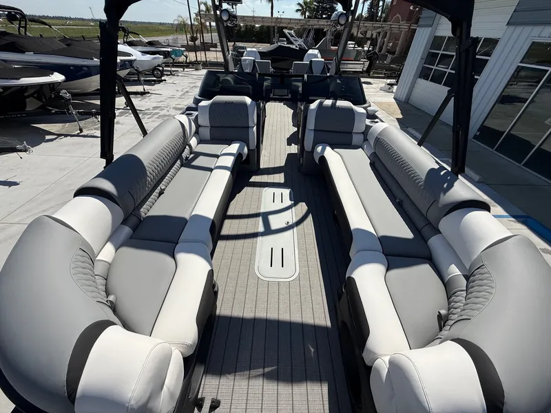 Slide: The Image of Avalon Excalibur LTD Quad Lounger Shift Windshield - 27 FT w/ Twin 425HP Mercury V10's! 2026 - 6