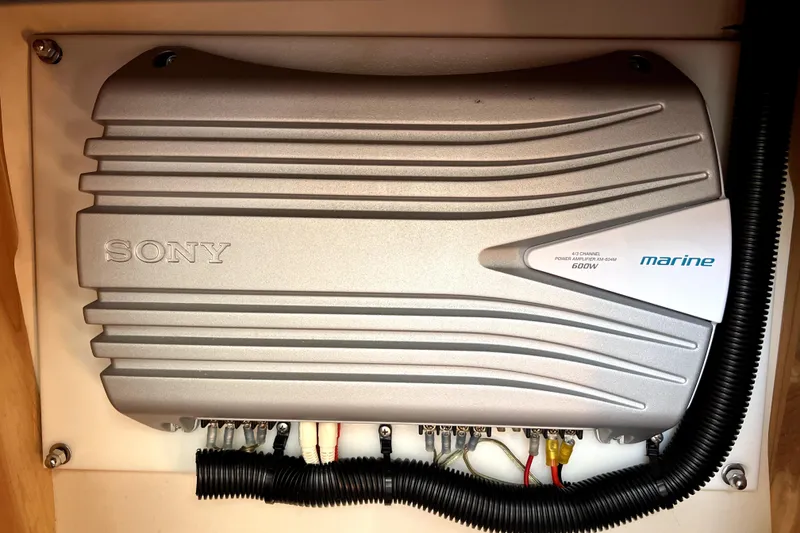 Slide: The Image of Sony marine amplifier installed in a 2004 Crownline 250 CR boat. - 52
