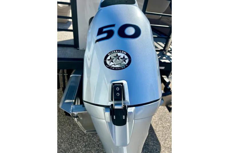 Slide: The Image of Outboard motor with "50" marking on a 2023 Flagship 200 Lounge Lounger. - 13