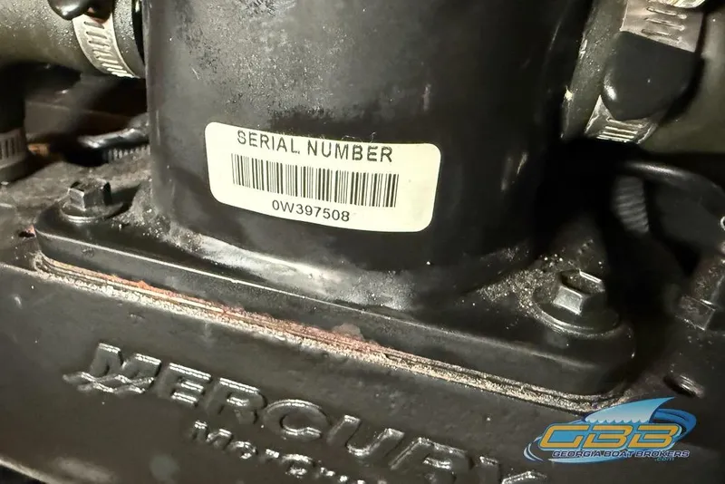 Slide: The Image of Engine serial number on 2006 Sea Ray 40 Motor Yacht, Mercury component visible. - 34