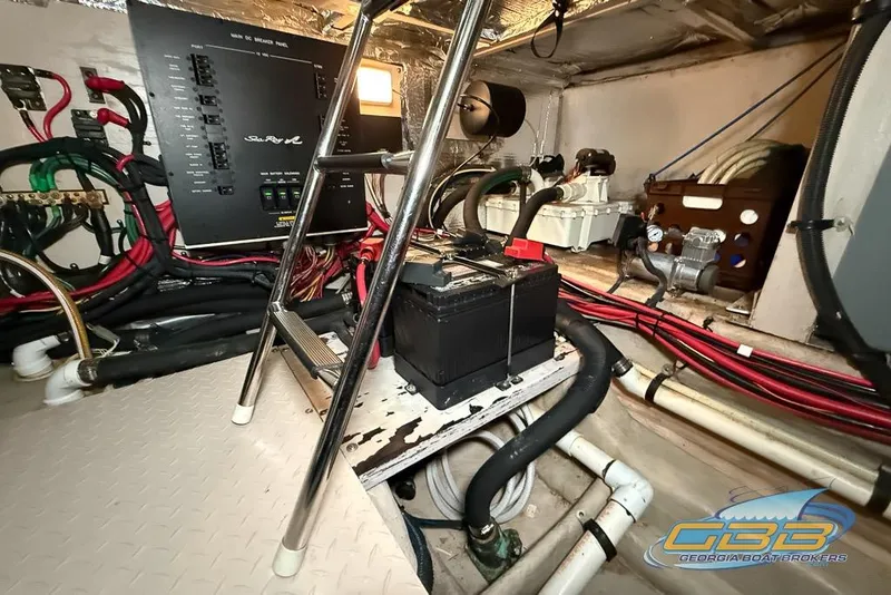 Slide: The Image of Engine room of 2006 Sea Ray 40 Motor Yacht with electrical panel and battery. - 46