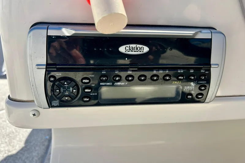 Slide: The Image of Clarion marine stereo system on a 2004 Starcraft Aurora 2000 OB boat. - 33