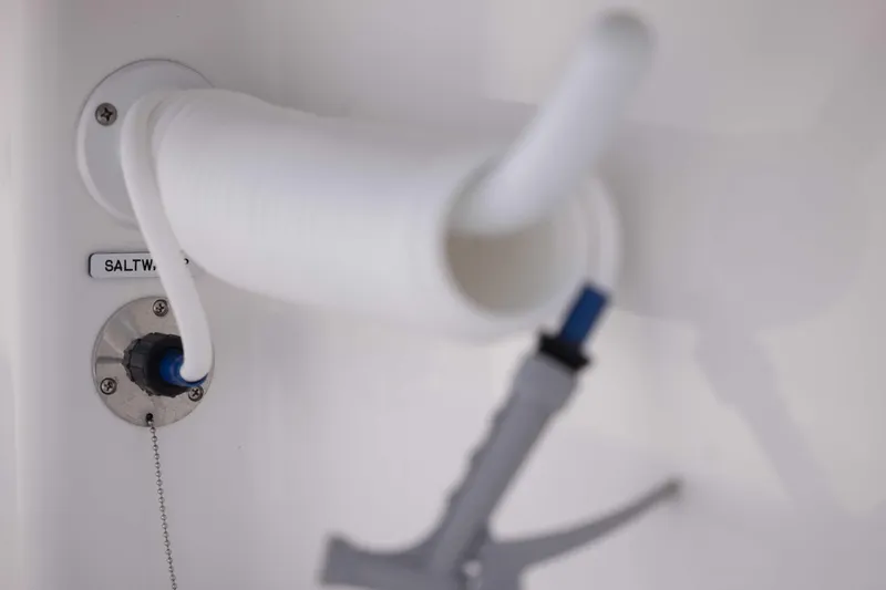 Slide: The Image of 2025 Invincible 35 Catamaran saltwater hose connection detail. - 36