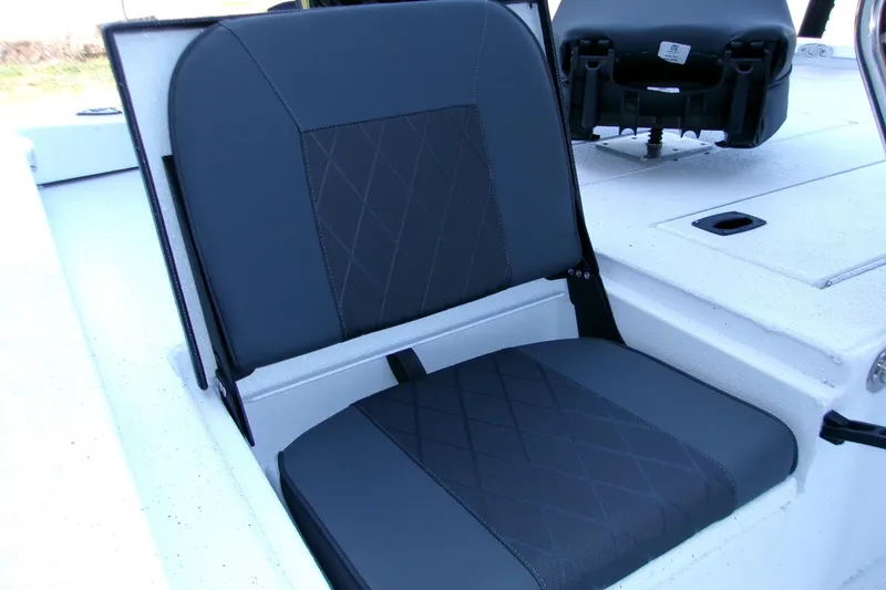 Slide: The Image of 2026 Xpress H22B Bay boat seat with sleek black upholstery design. - 28