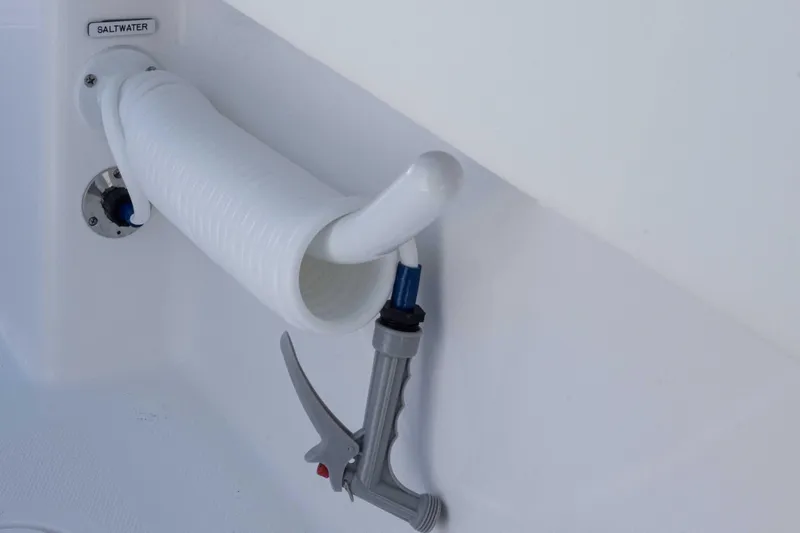 Slide: The Image of Saltwater hose and nozzle on 2025 Invincible 35 Catamaran boat. - 26