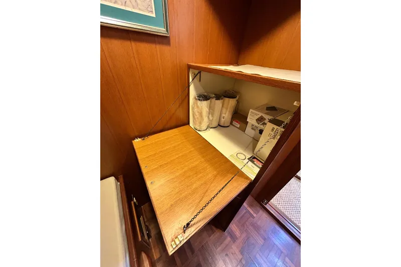 Slide: The Image of Storage compartment on 1996 Jefferson 52 Rivanna Cockpit MY yacht with wooden finish. - 47