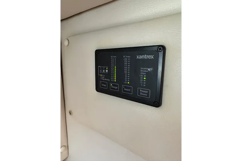 Slide: The Image of Xantrex power panel on 2007 Robalo R305 Walkaround boat interior. - 39