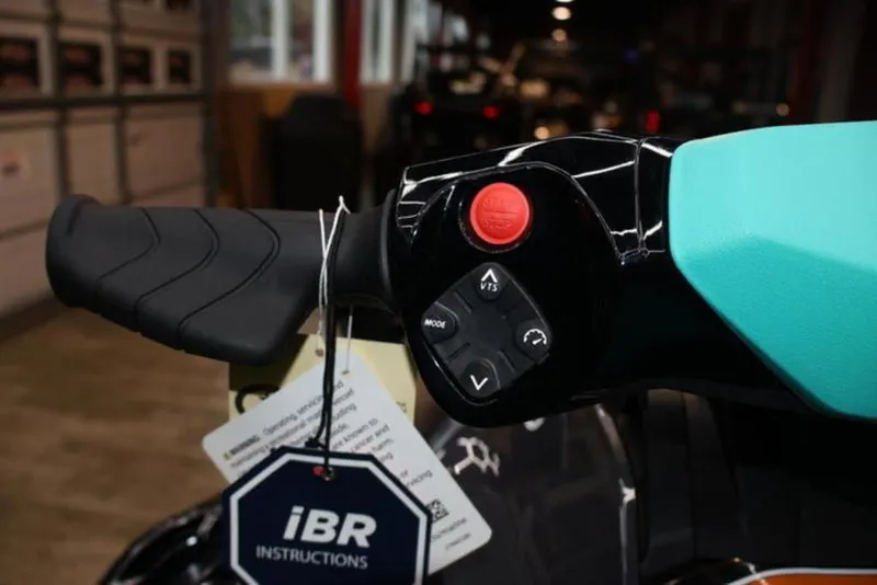 Slide: The Image of Close-up of Sea-Doo GTR 230 2026 handlebar with iBR instructions. - 13