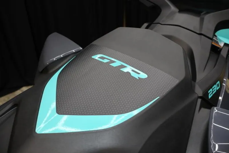 Slide: The Image of 2026 Sea-Doo GTR 230 jet ski, close-up of seat area. - 9