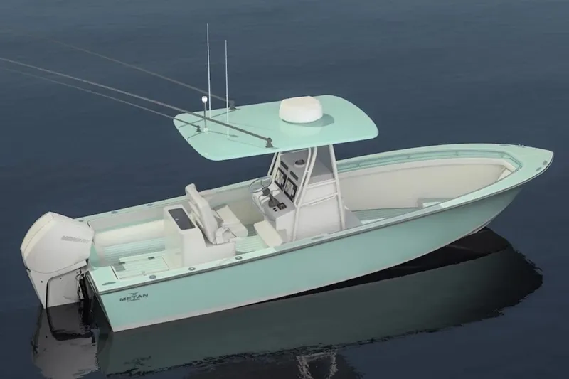 Slide: The Image of Manufacturer Provided Image: 2026 Metan Baretto Cove 26 boat on calm water, featuring sleek design and modern amenities. - 3