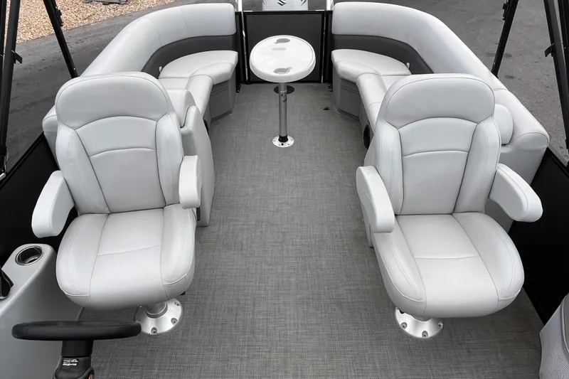 Slide: The Image of 2023 Bentley Pontoons 243 Navigator interior with luxurious seating and modern design. - 17