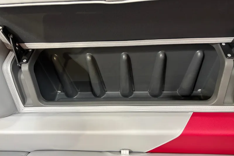 Slide: The Image of Storage compartment in 2026 Sun Tracker Party Barge 22 RF DLX pontoon boat. - 36