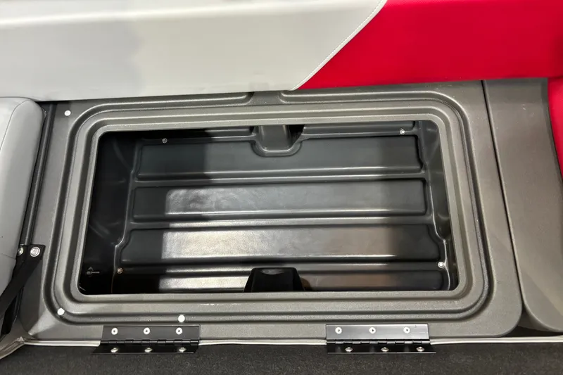Slide: The Image of Storage compartment of 2026 Sun Tracker Party Barge 22 RF DLX pontoon boat. - 37