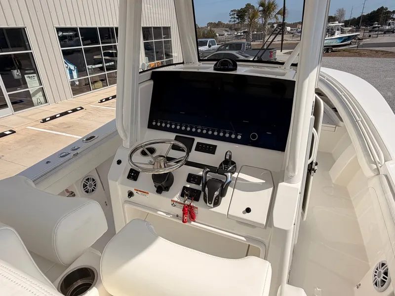 Slide: The Image of Interior view of 2022 Regulator 28 boat cockpit. - 8