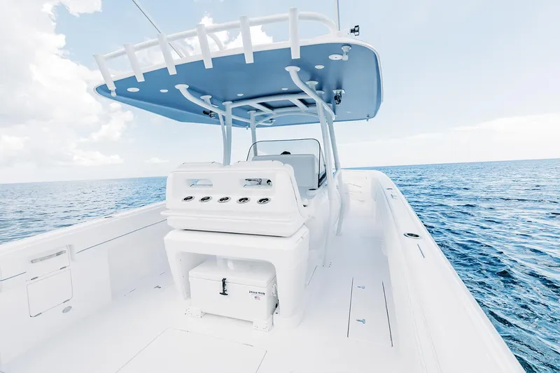 Slide: The Image of Manufacturer Provided Image: 2022 Intrepid 407 Nomad FE boat on open water. - 15