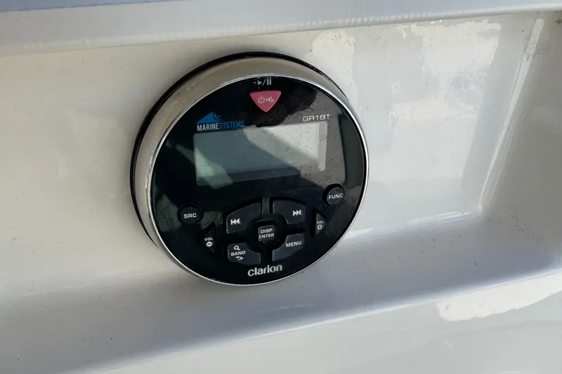 Slide: The Image of Clarion marine audio system on 2019 Chaparral 21 H2O Sport OB boat. - 9